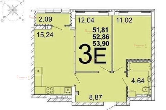 Продажа 2-комнатной квартиры 59 м², 10/14 этаж