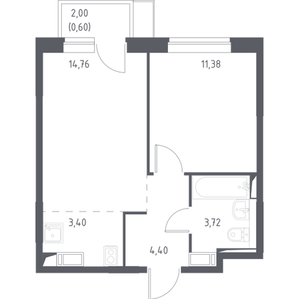 34,3 м², 1-комн. квартира, 5/14 этаж