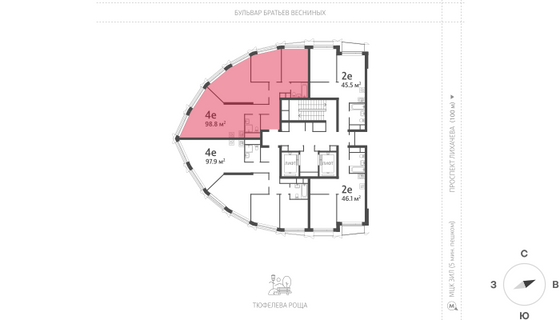 Продажа 3-комнатной квартиры 98,9 м², 15/22 этаж