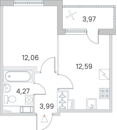 Продажа 1-комнатной квартиры 34,9 м², 5/5 этаж