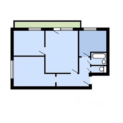 Продажа 3-комнатной квартиры 53 м², 3/9 этаж