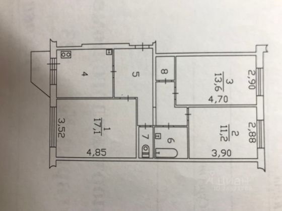 Аренда 3-комнатной квартиры 72 м², 3/5 этаж