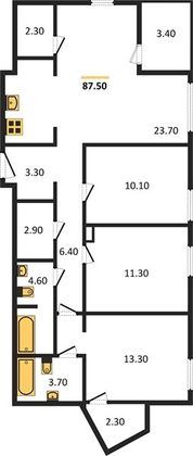 Продажа 3-комнатной квартиры 85,8 м², 24/24 этаж