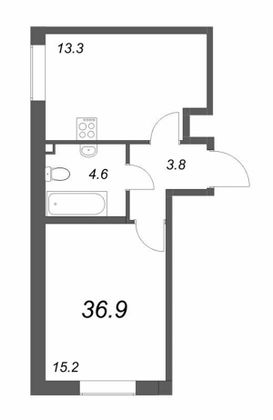 Продажа 1-комнатной квартиры 36,9 м², 2/23 этаж