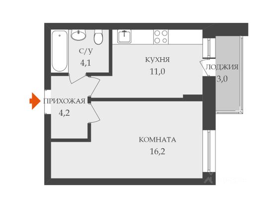 Продажа 1-комнатной квартиры 35,5 м², 14/25 этаж