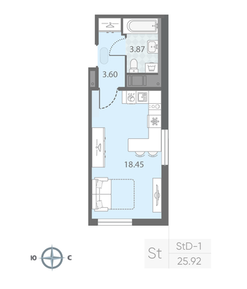 Продажа квартиры-студии 25,9 м², 23/23 этаж