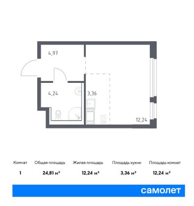 24,8 м², студия, 4/11 этаж