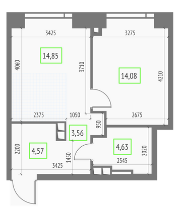 Продажа 1-комнатной квартиры 41,7 м², 4/57 этаж