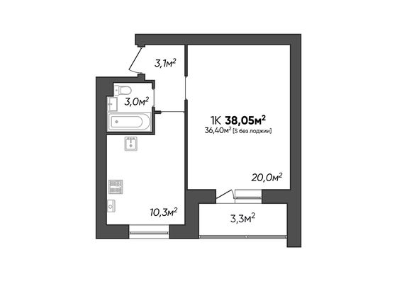 Продажа 1-комнатной квартиры 38 м², 3/3 этаж
