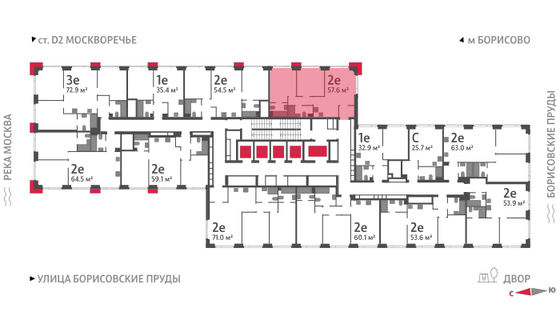 Продажа 2-комнатной квартиры 57,6 м², 28/52 этаж