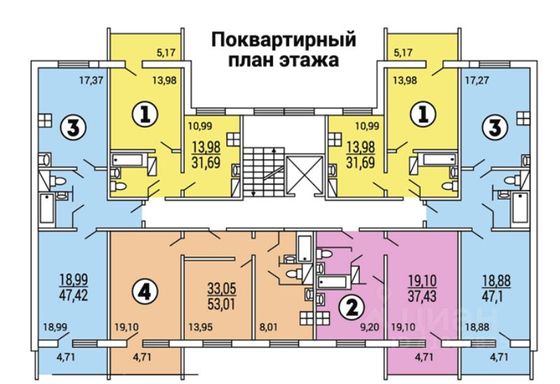 Продажа 1-комнатной квартиры 51,8 м², 3/10 этаж