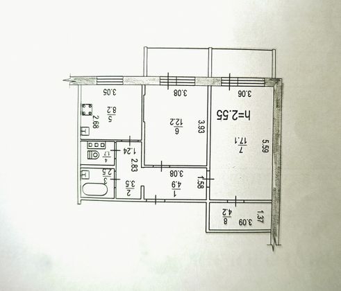 Продажа 2-комнатной квартиры 54,3 м², 9/10 этаж