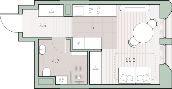 24,6 м², студия, 4/13 этаж