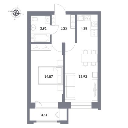 40,7 м², 2-комн. квартира, 20/27 этаж