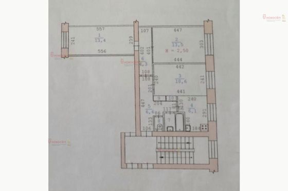 Продажа 3-комнатной квартиры 59 м², 2/2 этаж