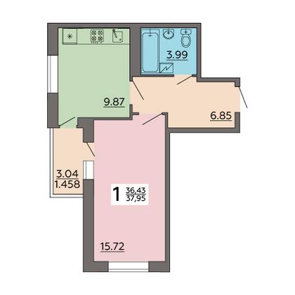 Продажа 1-комнатной квартиры 38 м², 17/18 этаж