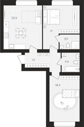 Продажа 2-комнатной квартиры 74,1 м², 2/10 этаж