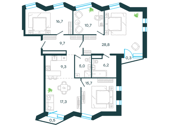 Продажа 4-комнатной квартиры 120,2 м², 20/24 этаж