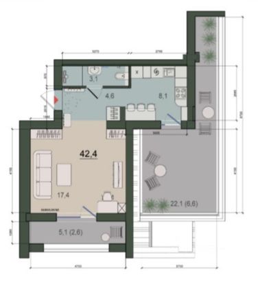 Продажа квартиры-студии 43 м², 10/10 этаж