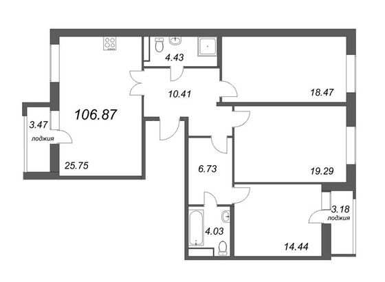 Продажа 4-комнатной квартиры 106,9 м², 3/12 этаж