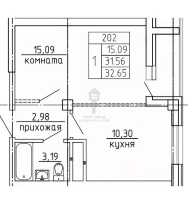 Продажа 1-комнатной квартиры 32,7 м², 5/8 этаж