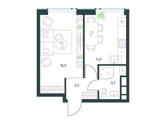 Продажа 1-комнатной квартиры 33,2 м², 21/33 этаж