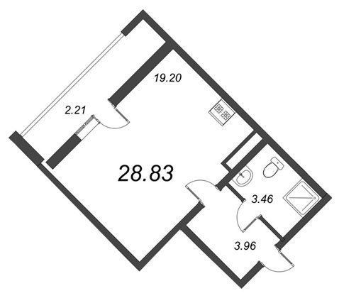 Продажа квартиры-студии 28,8 м², 5/22 этаж