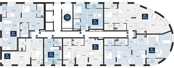 Продажа 2-комнатной квартиры 61,1 м², 2/25 этаж
