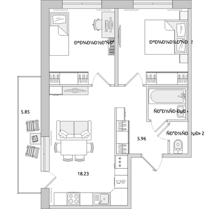 Продажа 2-комнатной квартиры 56 м², 3/16 этаж
