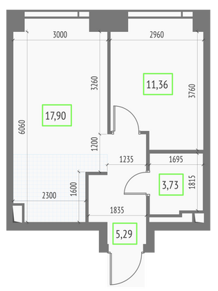 Продажа 1-комнатной квартиры 38,3 м², 14/57 этаж