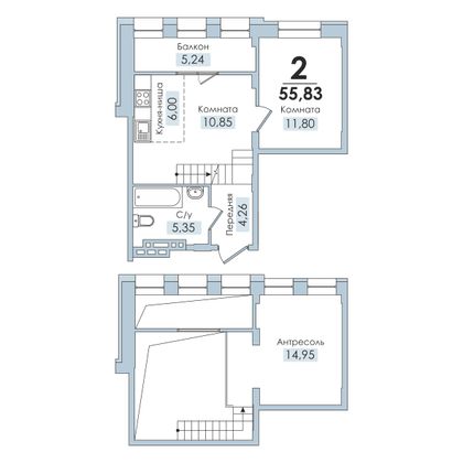 Продажа 3-комнатной квартиры 55,8 м², 10/10 этаж