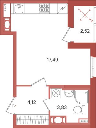 Продажа квартиры-студии 26,7 м², 10/11 этаж