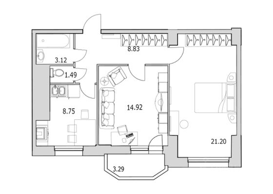 Продажа 2-комнатной квартиры 60,9 м², 16/25 этаж