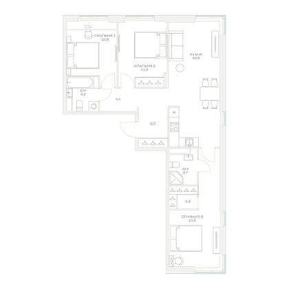 Продажа 3-комнатной квартиры 85,5 м², 8/23 этаж