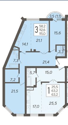Продажа 3-комнатной квартиры 111,5 м², 2/10 этаж