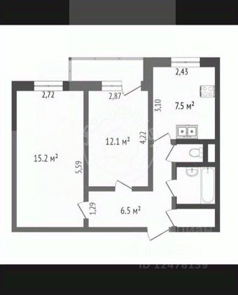 Продажа 2-комнатной квартиры 48 м², 5/12 этаж