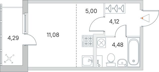 Продажа квартиры-студии 26,8 м², 1/8 этаж