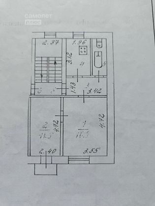 Продажа 2-комнатной квартиры 42,6 м², 3/3 этаж