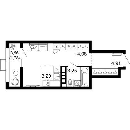 27,2 м², 1-комн. квартира, 8/10 этаж