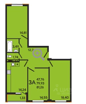 Продажа 3-комнатной квартиры 82 м², 2/8 этаж