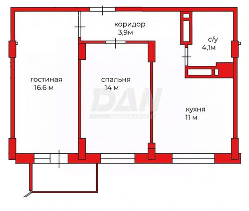 53 м², 2-комн. квартира, 19/22 этаж