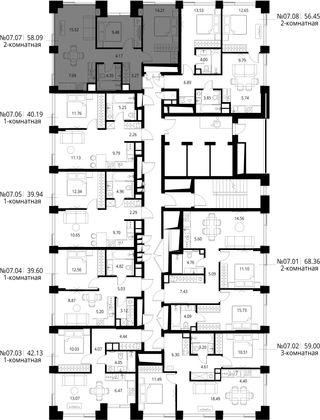 Продажа 2-комнатной квартиры 58,1 м², 7/27 этаж