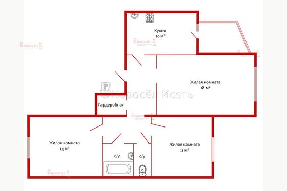 Продажа 3-комнатной квартиры 69 м², 9/12 этаж