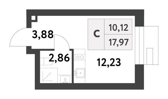 Продажа квартиры-студии 18 м², 13/16 этаж