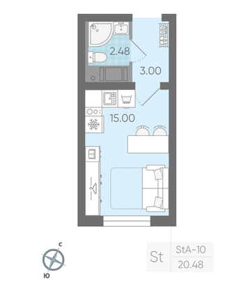 Продажа квартиры-студии 20,5 м², 20/20 этаж