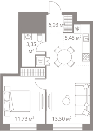 Продажа 1-комнатной квартиры 40,1 м², 8/13 этаж