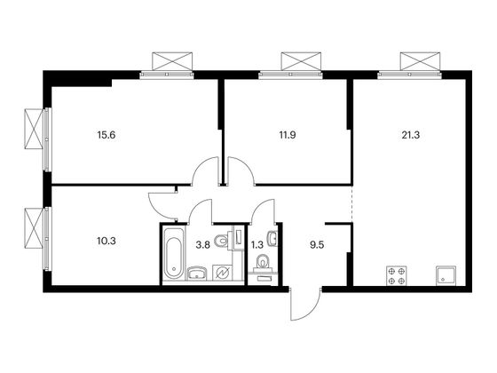 73,7 м², 3-комн. квартира, 4/14 этаж