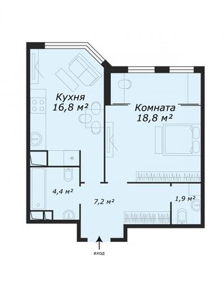 Продажа 1-комнатной квартиры 50 м², 40/47 этаж