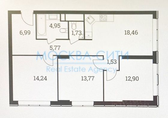 Продажа 3-комнатной квартиры 80 м², 28/51 этаж