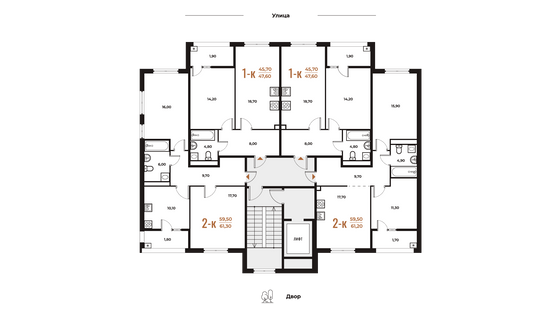Продажа 2-комнатной квартиры 61,3 м², 2 этаж